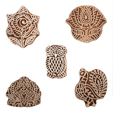 Set of 5 Piece New Mix Wooden Printing Block